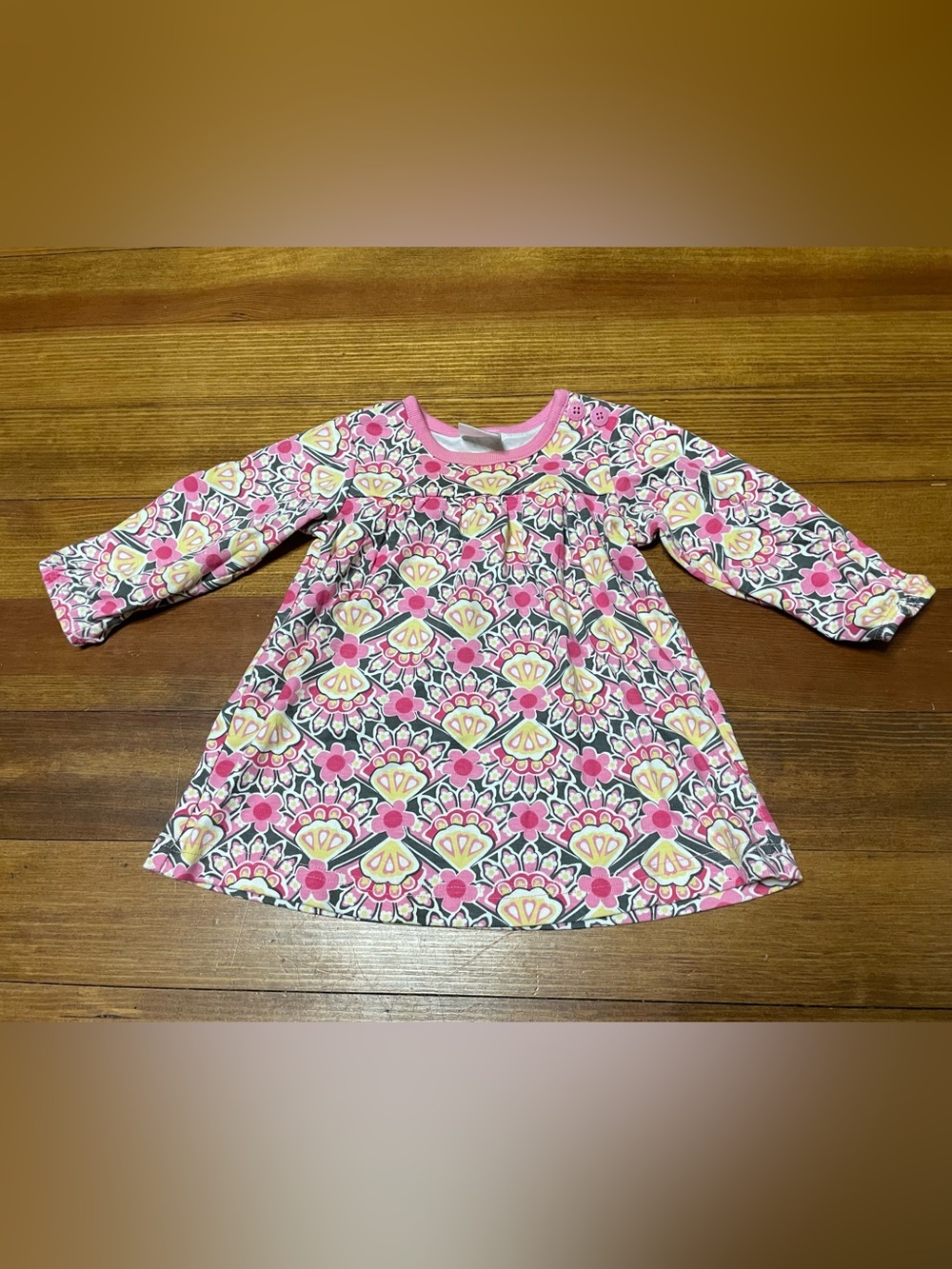 Hanna Andersson Pink Floral A-Line Long-Sleeve Dress